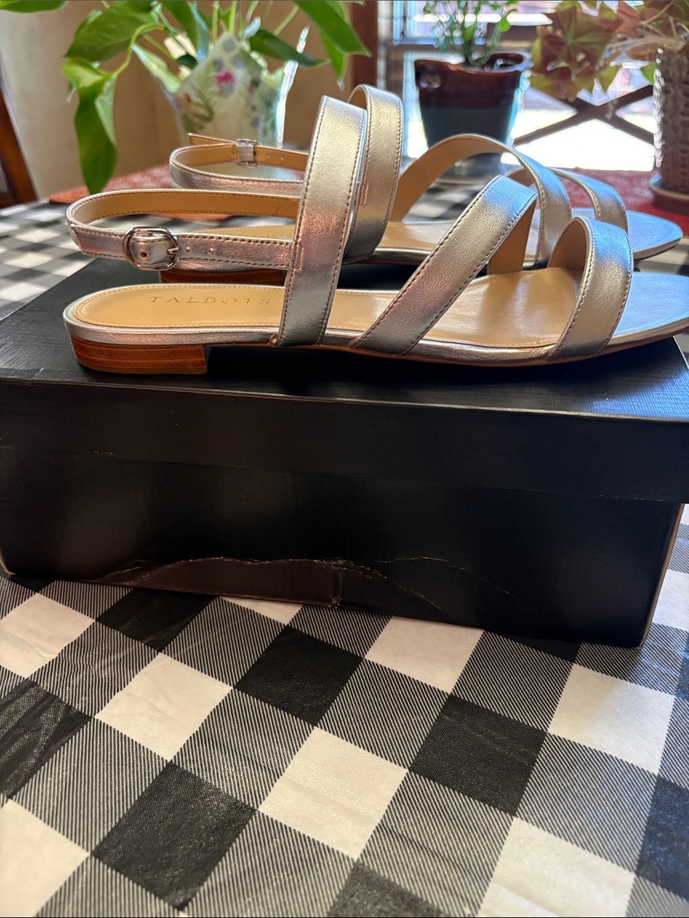 Talbots Metallic Silver Strappy Sandals - Picture 2 of 4